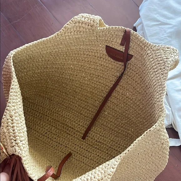 NEW Ulla Johnson Kamari Raffia and Leather Tassel Tote - Picture 2 of 6